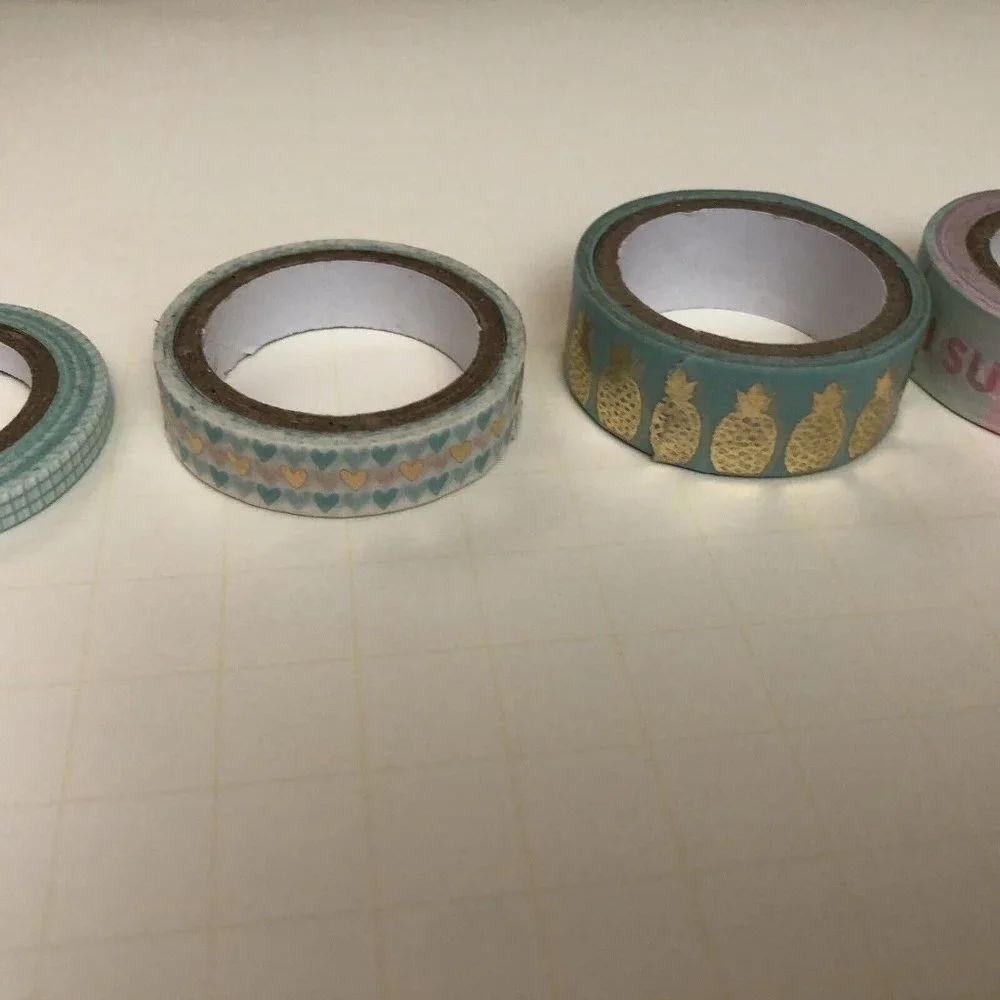 Recollections Washi Crafting Tape Pineapples Eyelashes Beauty Hearts Swans 8 Pc